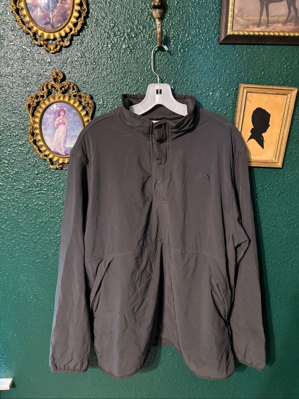 The North Face Gray Snap Up Pullover Sz XL